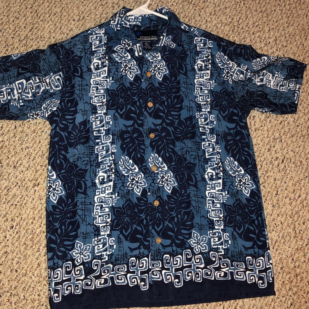 Blue Hawaiian Kids Button Down Shirt